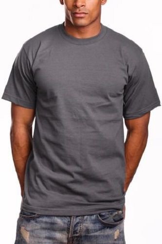 GRAY SHORT SLEEVE T SHIRT MENS HEAVY WEIGHT CREW NECK T SHIRT  S-7X 6 PACK