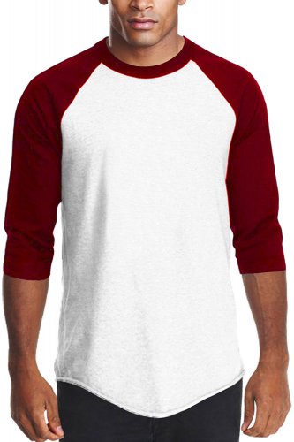 White Burgundy Long sleeve raglan T shirt Men's Raglan baseball T-shirt Pro5