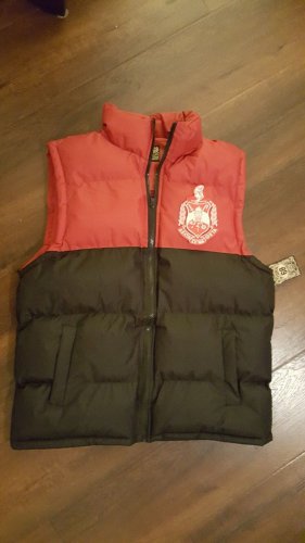 Delta Diva Sorority Theta Vest Jacket 1913 OOO-OOP DELTA RED BLACK  VEST JACKET