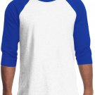 White Royal Blue Long sleeve baseball T shirt Men's Raglan baseball T-shirt Pro5