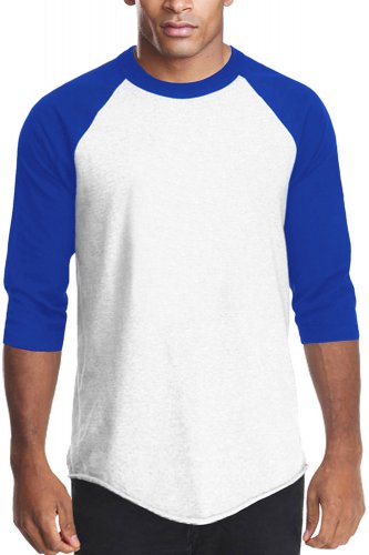 White Royal Blue Long sleeve baseball T shirt Men's Raglan baseball T-shirt Pro5