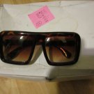 Mens Womens Unisex sun shades 80's Nerd style Brown square LENS SUN-GLASSES