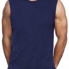 NAVY BLUE MUSCLE T-SHIRT MEN'S HEAVYWEIGHT SLEEVELESS MUSCLE T-SHIRT 6PACK