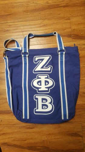 ZETA PHI BETA  SORORITY CANVAS HAND BAG PURSE TOTE GYM BAG SHOULDER BAG