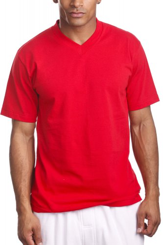 RED SHORT SLEEVE V-NECK T SHIRT V- NECK SHORT SLEEVE T SHIRT PRO 5 6PC