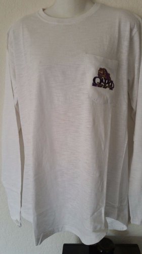 OMEGA PSI PHI FRATERNITY LONG SLEEVE POCKET T-SHIRT WHITE ROUND EXTENDED CURVED