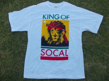 Rasta Style White Red Green short sleeve T shirt King of SOCAL T-Shirt S-XL