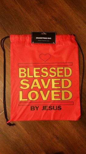 Jesus Christian Drawstring back tote bag Blessed Saved Loved by Jesus backpack