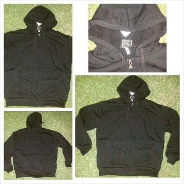 Black Zip Up Hoody Jacket Heavy weight Lined inside hoodIE Hoodie jacket SMALL