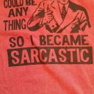 RED SHORT SLEEVE SARCASTIC T-SHIRT RED SHORT SLEEVE NOVELTY TEE SHIRT L