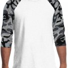 White camouflage Long sleeve raglan T shirt Men's Raglan baseball T-shirt Pro 5