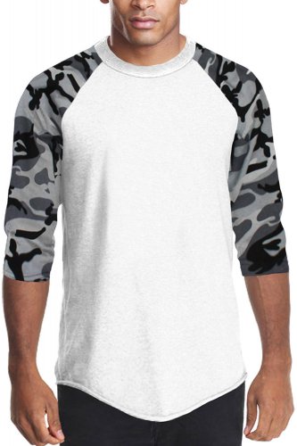 White camouflage Long sleeve raglan T shirt Men's Raglan baseball T-shirt Pro 5
