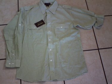 Mint Green White long sleeve button up shirt Dress Casual plaid shirt   L-2XL