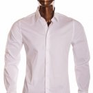 White long sleeve dress shirt Men's slim fit casual dress button up shirt S-2X