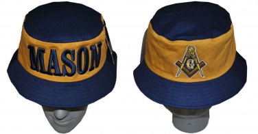 MASONIC FREEMASON BLUE GOLD BUCKET HAT BOONEY SAFARI HAT WOODS BUCKET CAP