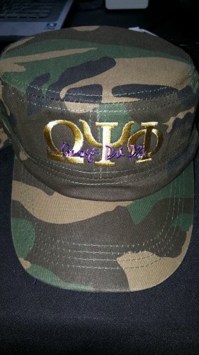 OMEGA PSI PHI CAMOUFLAGE CAP HAT CAMOUFLAGE QUE-DOG MILITARY CADET HAT CAP