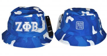 ZETA PHI BETA SORORITY BLUE WHITE Bucket Hat Z-PHI Camouflage Bucket Hat 1920