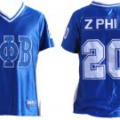 ZETA PHI BETA SORORITY BLUE FOOTBALL JERSEY WOMENS ZETA PHI BETA BLING JERSEY SM