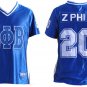 ZETA PHI BETA SORORITY BLUE FOOTBALL JERSEY WOMENS ZETA PHI BETA BLING JERSEY SM