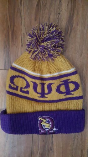 OMEGA PSI PHI PURPLE GOLD BALL BEANIE CAP MENS SKI BEANIE HAT Q- DOG BEANIE #1