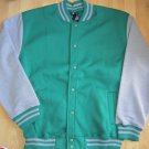 Green Gray Fleece Varsity Jacket Men's Long Sleeve Fleece Letterman Jacket 2X