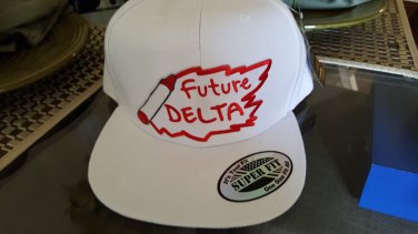 FUTURE DELTA DIVA THETA 1913 SORORITY WHITE RED FUTURE DELTA ADULT BASEBALL CAP