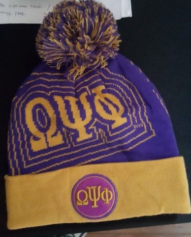 OMEGA PSI PHI PURPLE GOLD BALL BEANIE CAP MENS SKI BEANIE HAT QUE DOG BEANIE HAT