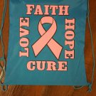 Breast Cancer Awareness Backpack Aqua nylon backpack travel shoulder drawstring