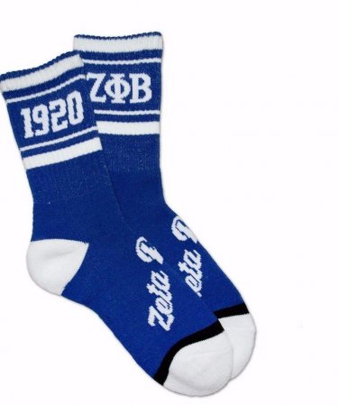 ZETA PHI BETA BLUE SORORITY SOCKS SORORITY SOCK WOMENS TUBE SOCKS SZ 6-11 #2