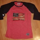 RED LONG SLEEVE T-SHIRT USA FLAG LONG SLEEVE FASHION T-SHIRT L