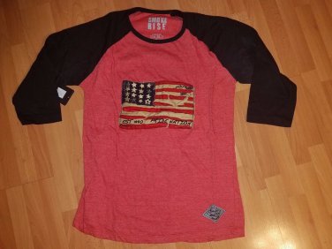 RED LONG SLEEVE T-SHIRT USA FLAG LONG SLEEVE FASHION T-SHIRT L