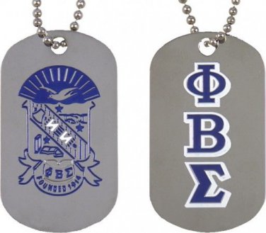 Phi Beta Sigma Fraternity Reversible Dog Tag Gomab 1914 Silver Chain