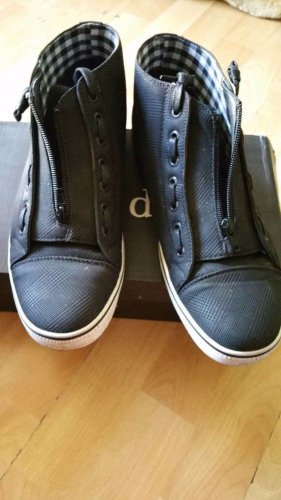 Black Mens Casual Shoe Black White Bottom zip up Shoes Sneakers loafers  9US