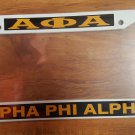 Alpha Phi Alpha Fraternity Plastic License Plate Frame White Gold  Black Frame