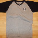 Gray Black short sleeve V neck T shirt Black Gray Casual V neck  T shirt L