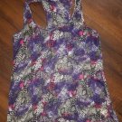 Black purple sleeveless pocket blouse snake skin print Women's Blouse top Med