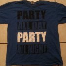 PARTY ALL DAY PARTY ALL NIGHT  LOGO T-SHIRT  MENS BLUE SHORT SLEEVE T-SHIRT L