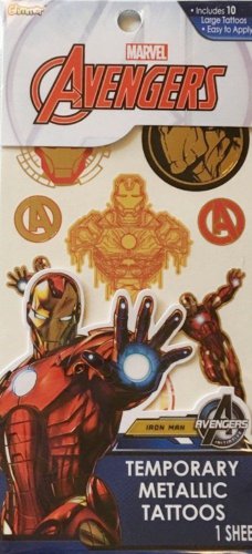 Marvel Avengers Iron Man Temporary Tattoos MARVEL COMICS LARGE TATTOOS 10PC