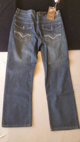 MENS STRAIGHT LEG BLUE DENIM JEAN PANTS BLUE DENIM STRAIGHT LEG JEANS 30WX32L
