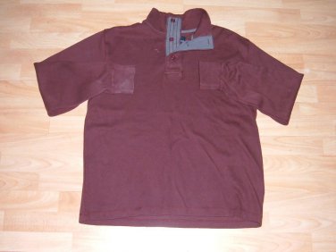 Mens burgundy long sleeve sweater Mens two button henley pull over sweater 2XL