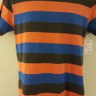 Orange Gray Blue SHORT SLEEVE V NECK T SHIRT MENS STRIPE V NECK T SHIRT L