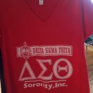 DELTA DIVA DELTA SIGMA THETA V-neck T-shirt Red Delta Diva V Neck T-shirt  #2