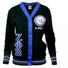 ZETA PHI BETA SORORITY SWEATER LIGHT WEIGHT BLACK BLUE CARDIGAN SWEATER 1920