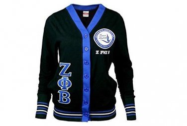 ZETA PHI BETA SORORITY SWEATER LIGHT WEIGHT BLACK BLUE CARDIGAN SWEATER 1920