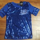 ZETA PHI BETA SORORITY BLOUSE TOP BLUE Z-PHI-B SHORT SLEEVE SEQUINS T-SHIRT