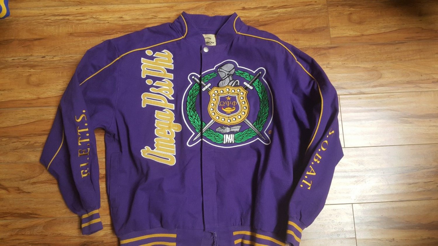 Omega Psi Phi Fraternity Jacket Q Dog Purple Gold Race Jacket Varsity ...