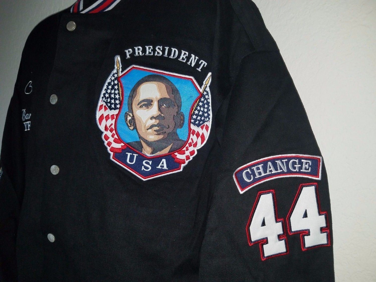 President Barack Obama Black twill Jacket 2008 44th President Obama 