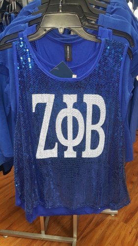 ZETA PHI BETA SORORITY TANK TOP BLUE Z-PHI-B SLEEVELESS SEQUENCE TANK TOP