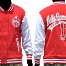 DELTA DIVA  DELTA SIGMA 1913 THETA OO-OOP Red Fleece Varsity Baseball Jacket