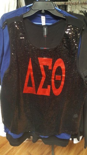 DELTA SIGMA THETA Sleeveless Sequence Blouse Top 1913 Black Sequence Blouse